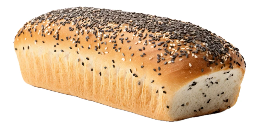 Fresh loaf of white bread with black sesame seeds