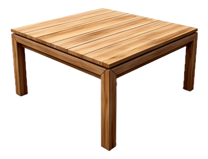 Modern square teak wood outdoor coffee table isolated