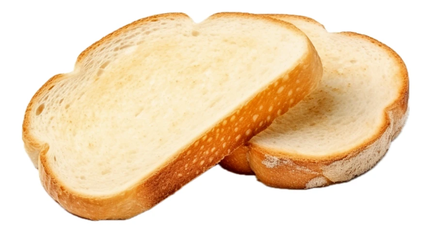 Two slices of fresh white bread isolated on white
