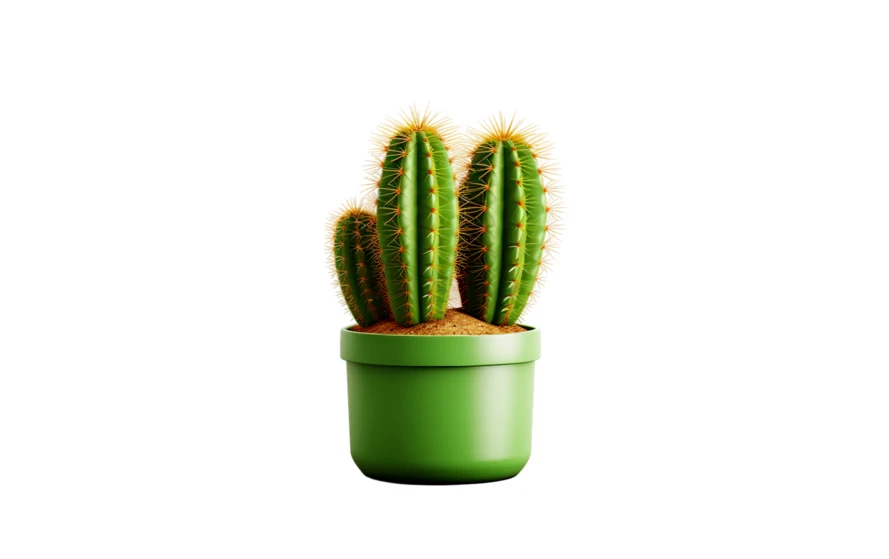 Green cactus plant in a pot isolated on white background