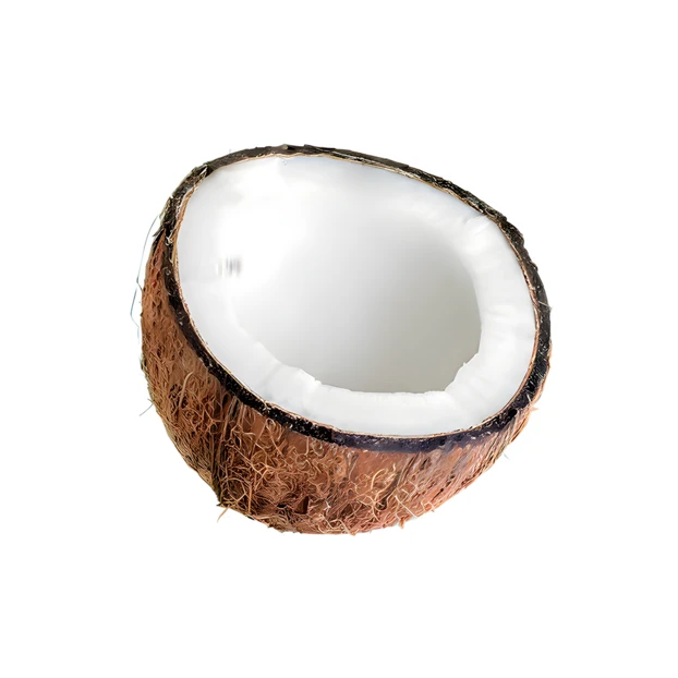 Half of a fresh coconut isolated on white background