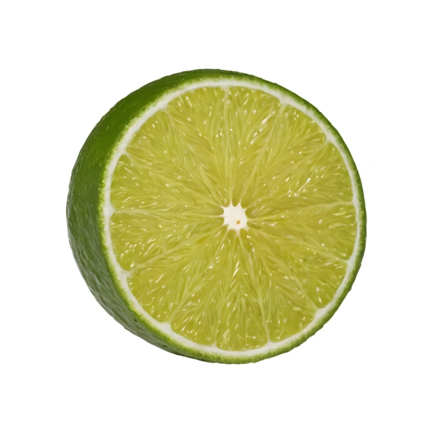 Fresh half of a green lime isolated on white background