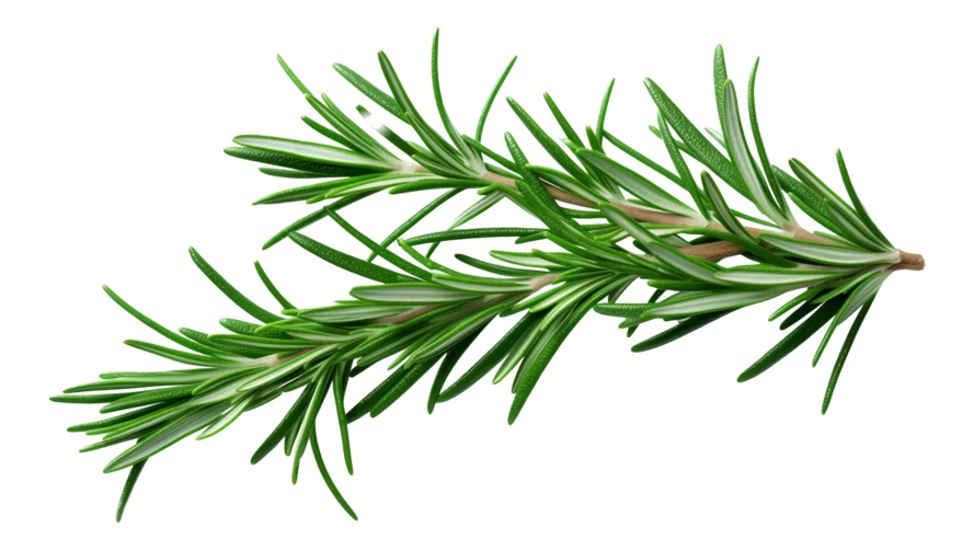 Fresh green rosemary sprig isolated on white background