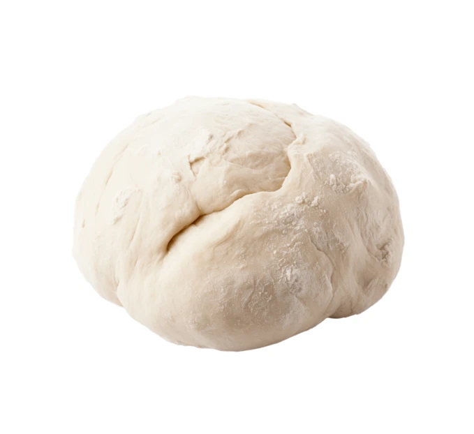 Fresh raw dough ball isolated on white background