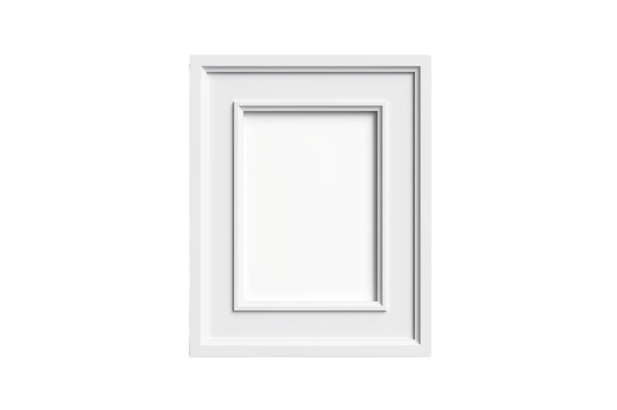 Empty white classic picture frame isolated on white background
