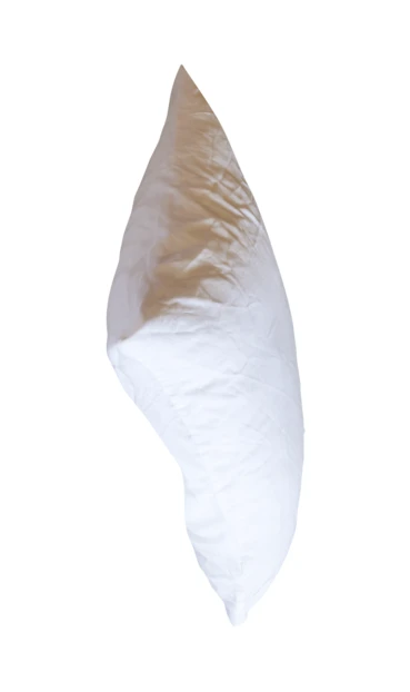 Single white bed pillow isolated on white background