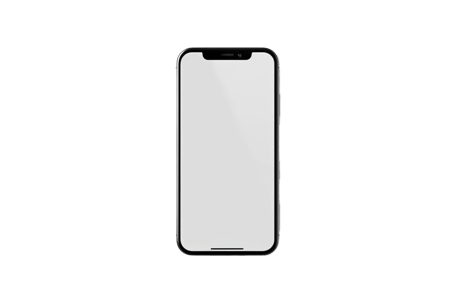 Modern smartphone with blank screen isolated on white background