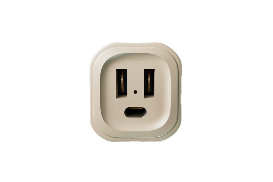 White electrical outlet adapter isolated on white background