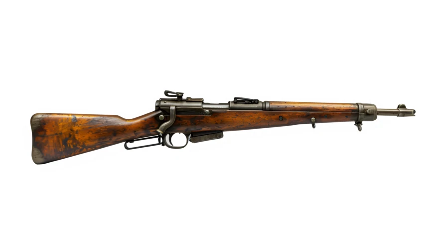 Vintage bolt-action rifle isolated on white background