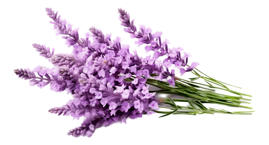 Fresh bunch of lavender flowers isolated on white background